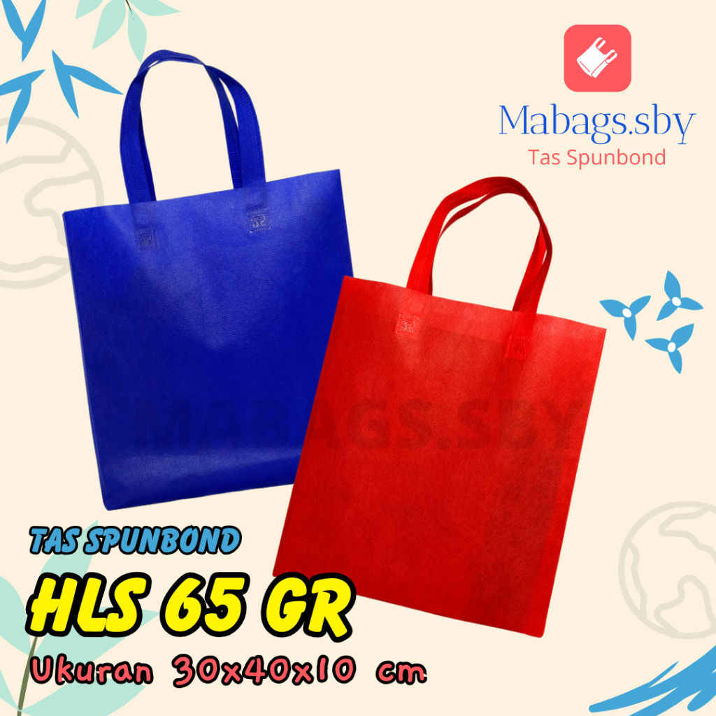 

TAS SPUNBOND HANDLE LIPAT SAMPING (HLS) 30X40X10 CM 65GR POLOS UNTUK TAS SOUVENIR, SYUKURAN, MENGENANG, PROMOSI, BANSOS,DLL