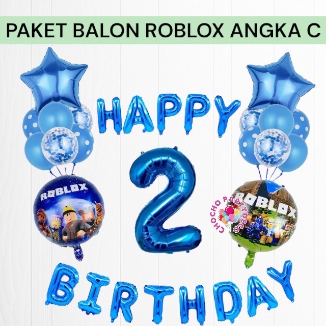 Paket Balon ROBLOX Angka C / Dekorasi Ulang Tahun Roblox Minecraft