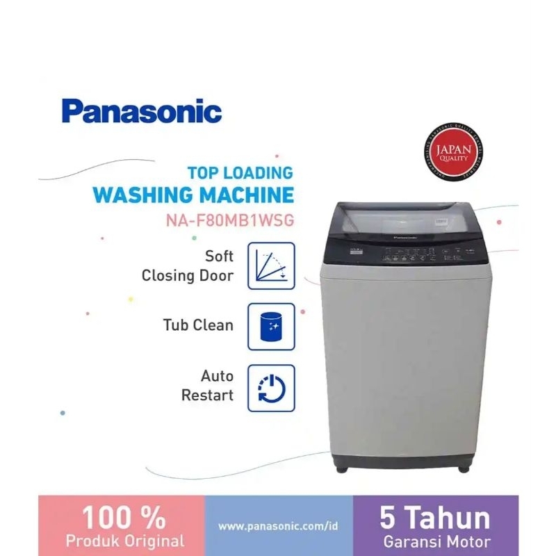 PANASONIC NAF80MB1WSG Mesin cuci 8 kg 1 tabung Panasonic NA-F80MB1 WSG mesin cuci top load 8kg