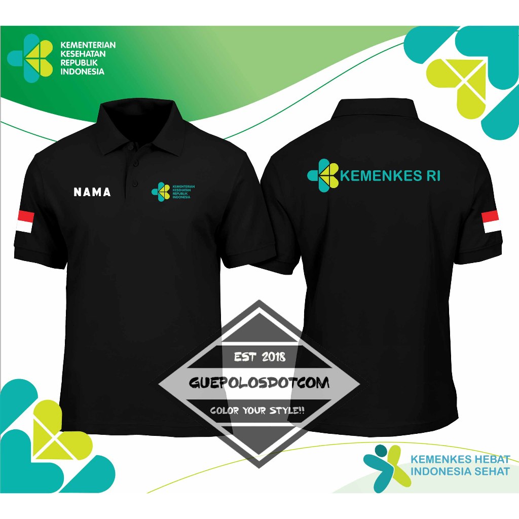 POLO SHIRT KEMENKES RI FREE NAMA - Baju Kementerian Kesehatan Republik Indonesia - Polo kemenkes fre