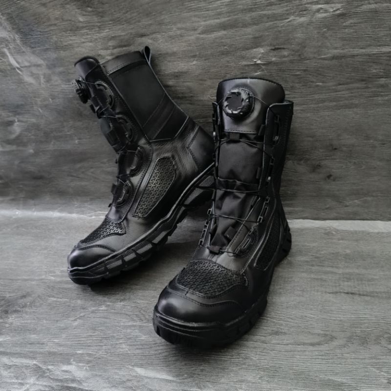Sepatu PDL Hitam Tali Putar Model BOA