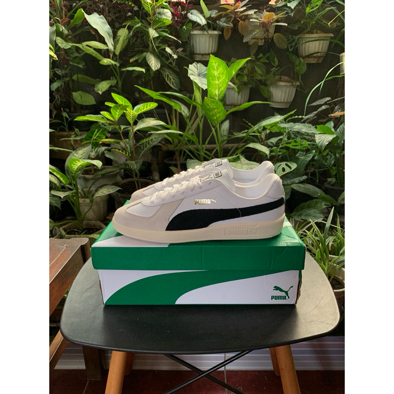 sepatu sneakers puma army trainer white nimbus cloud original (38660701)