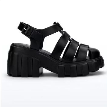 Sandal wedges platform hitam tinggi 8cm