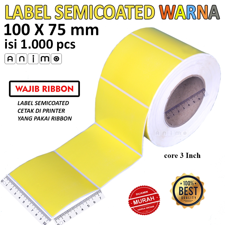 

LABEL SEMICOATED Warna 100 x 75 Core 3 Inch isi 1.000 pcs - LABEL BARCODE Semicoated 100X75 MM - Stiker Barcode Industri Core Besar 10X7,5 cm ISI 1.000 PCS