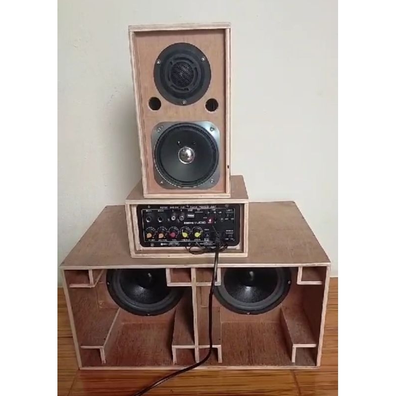 Paket Lengkap Sound Miniatur Siap Bunyi Box Line Array  4 Inch dan tuweter Planar Double 6 Inch Suda