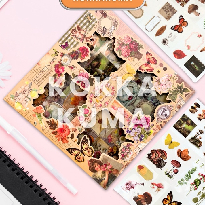 

HJ6 KKM Stiker 1 Lembar Butterfly Flower Aesthetic Jurnal DIY Vintage Sticker