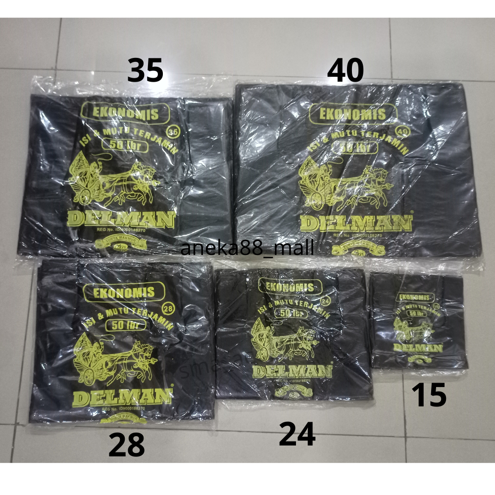 Kantong Plastik HD DELMAN HITAM EKONOMIS UKURAN 40