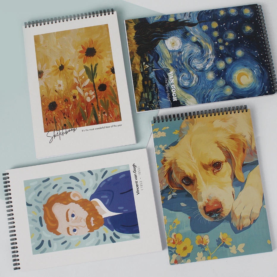 

FG2 Bukuqu Sketsa book Van Gogh Edition Sketchbook Kraft Ring Kraft paper Sketch book sketcad
