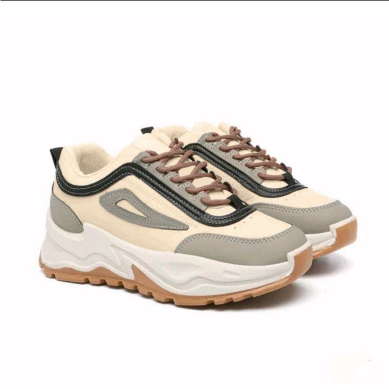 DNL - Hyemi Sepatu DNL - Sneakers Olahraga Kets Krem Kasual 606 /sepatu sneakers wanita/Sepatu Korea