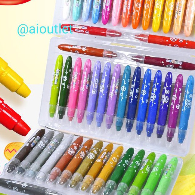 

HJ6 Silky Crayon Grasp 12 24 36 48 Warna Sedang Kecil Crayon Licin Watercolori