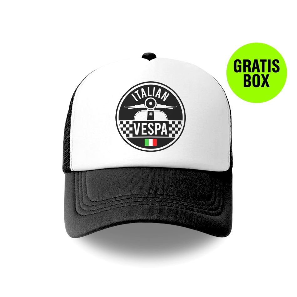 Hot Now Topi Jaring vespa skuter Italia desain klasik retro vintage jenis trucker hat snapback bisbo