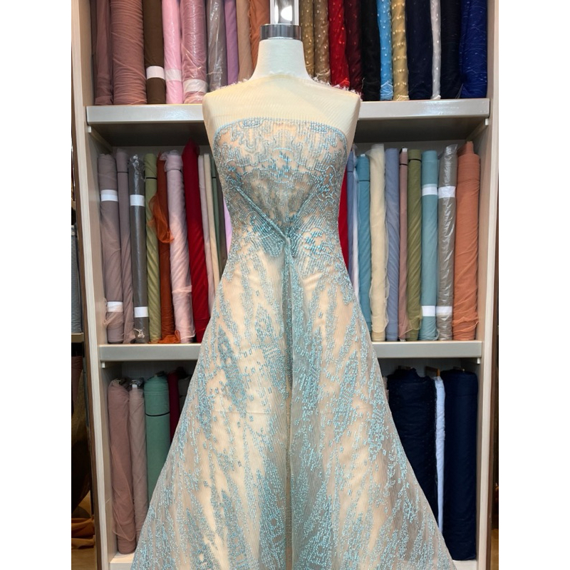 Organza Plisket Bordir / Motif Sapto / Kain Motif Bordir / Kain Plisket Sapto / Kain Rok / Kain Etni