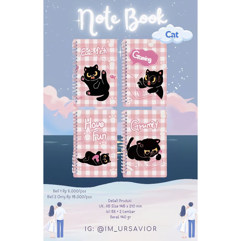 

Buku Catatan Notebook A5 Size 145 x 210 mm isi 58 + 2 lembar (CAT)