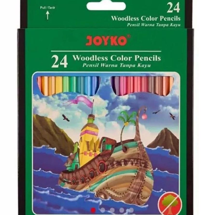 

HJ6 Joyko Pensil Warna Joyko 24 Warna Panjang 14 Woodless Colour Pencil Color Pencil Pinsil Warna