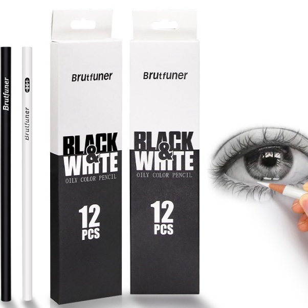 

KI3 brutfuner oil color pencil black white 12pcs