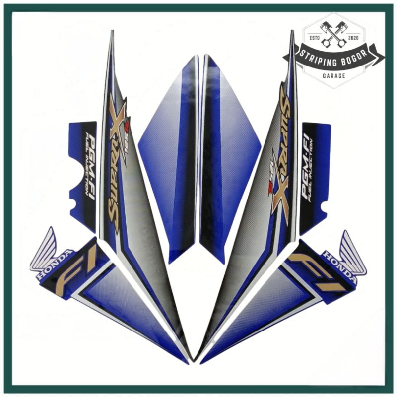 Striping honda supra x 125 r 2009 2010 pgm fi body biru list standar