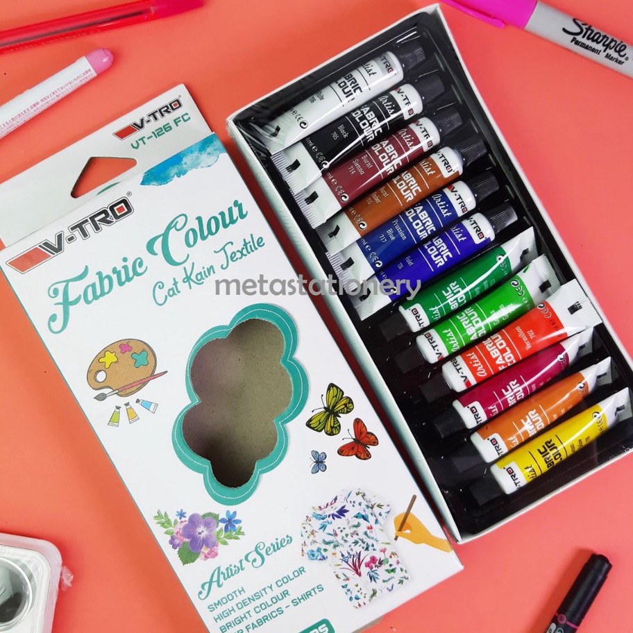 

Terjangkau Cat Kain Textile Fabric Colour Vitro 12 warna