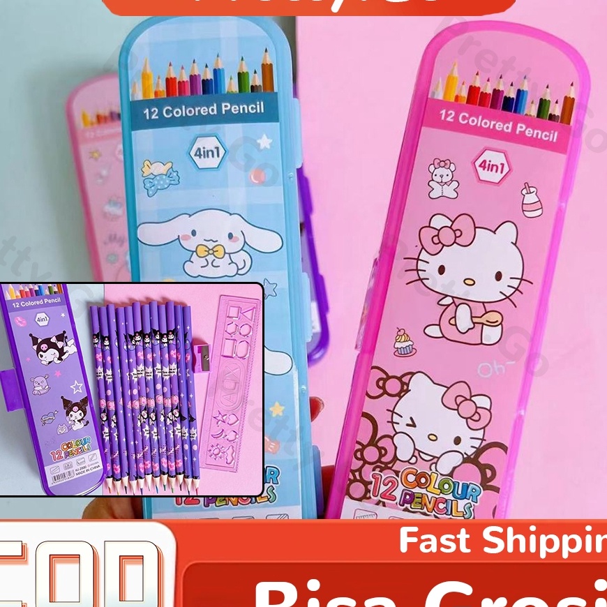 

FG2 12Pcs Pensil Warna 4 in 1 Motif KuromiCinnamorollMelody Alat mewarnai Peralatan Tulis Sekolah Pencil mewarnai Set