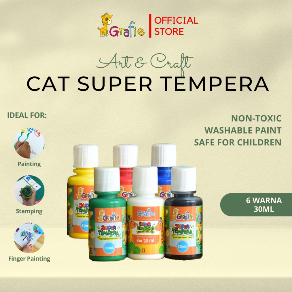 

GRAFIE Cat Finger Painting Anak Washable Poster Paint 6 Color 3ml ART O4Y3