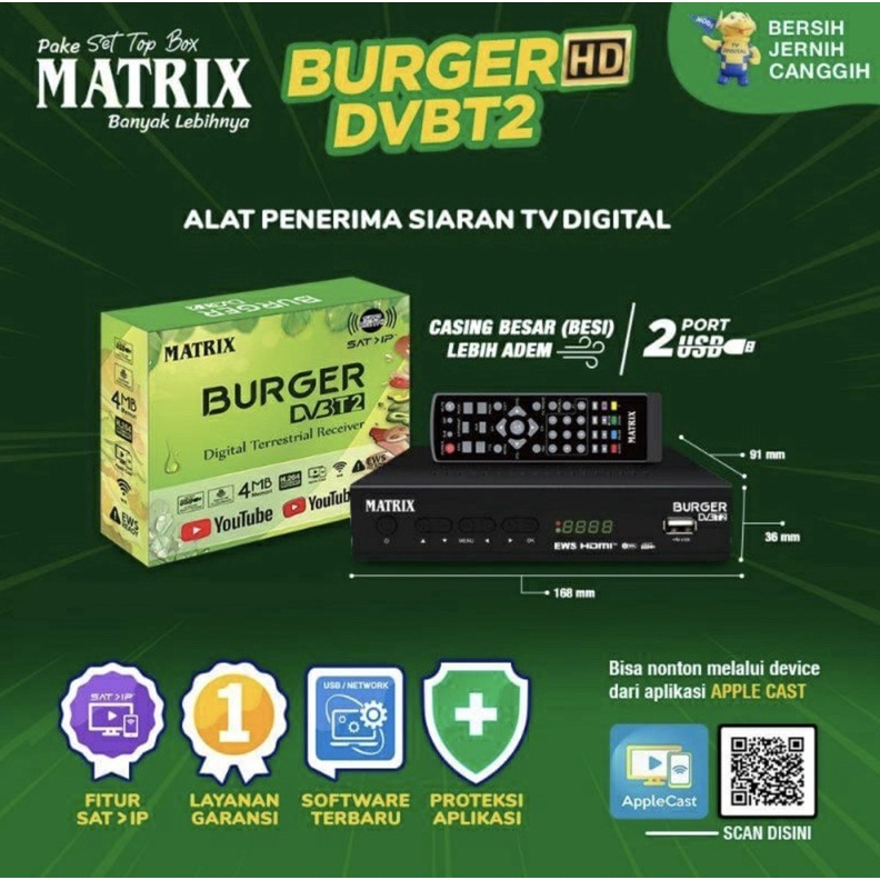 set top box uhf stb matrix burger matrix apple kuning