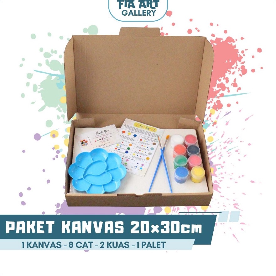

KP8 Lukis Kanvas 2x3 cm mewarnai lengkap dengan kanvas putih cat akrilik kuas palet warna mixing color chart melukis lengkap anak kuas palet painting brush canvas acrylic art kanvas putih polos