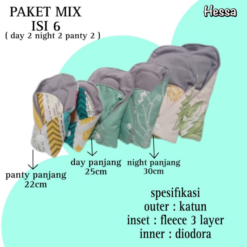 MENSPAD HESSA Isi 6 PEMBALUT KAIN PEMBALUT KATUN