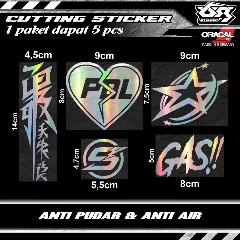 

stiker motor cutting sticker paket 5 pcs PDL SET BY RAP BINTANG GAS KANJI