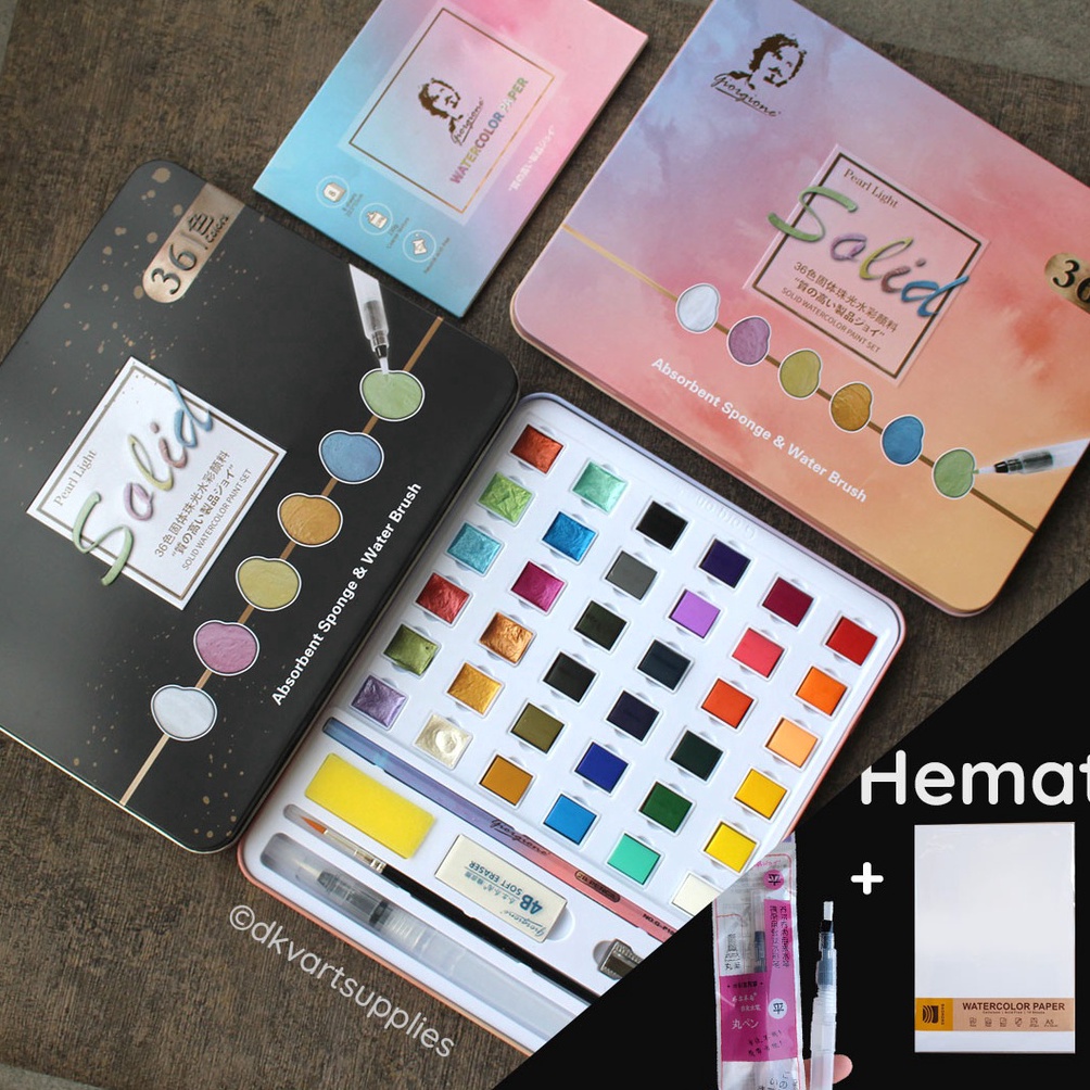 

KODE B27I Giorgione Waterlor Waterlour Set 36 48 Colors Warna Pearlescent Starry Cat Air Metallic