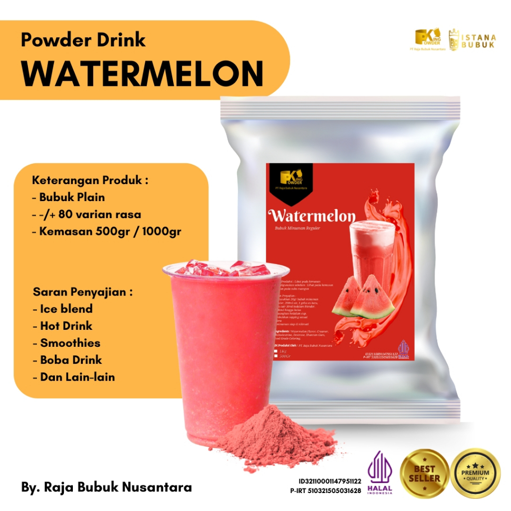 

Bubuk Minuman Watermelon Bubuk Minuman rasa Semangka Bubuk Minuman Regular rasa Watermelon 1 Kg