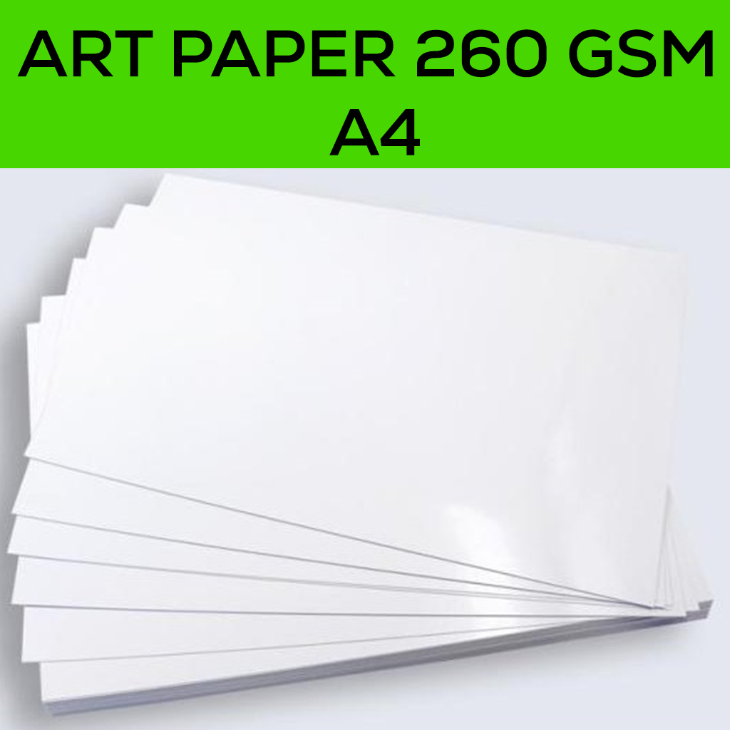 

Kertas Art Carton/Art Paper 260 Gsm / Karton Glossy Uk A4 20 & 50 lembar