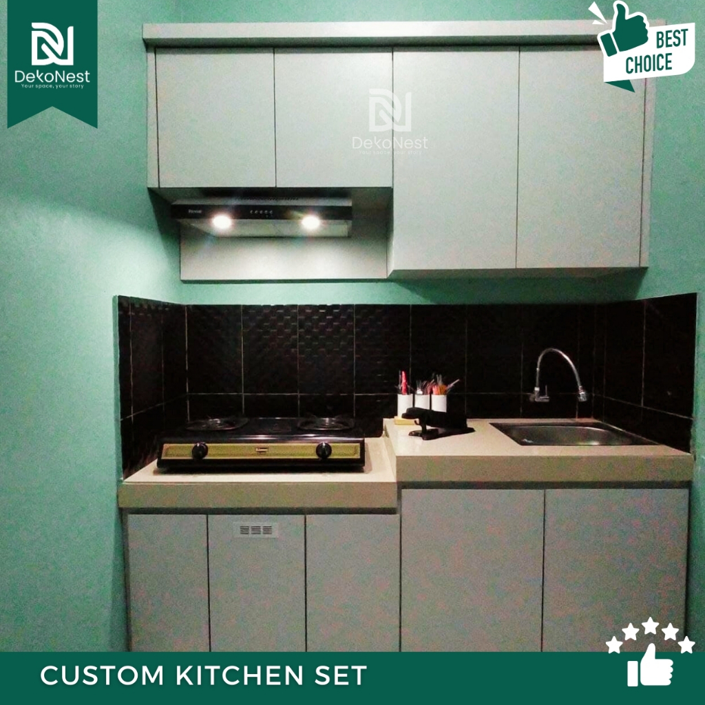 Dekonest Kitchen Set Bawah Kompor Aluminium Custom HPL TACO Plywood Dapur Modern Estetik