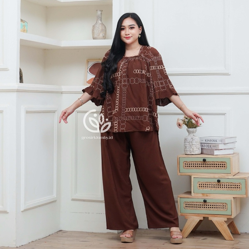 PROMO One Set Fuji Rayon Premium Jumbo Atasan Bawahan wanita Adem Nyaman