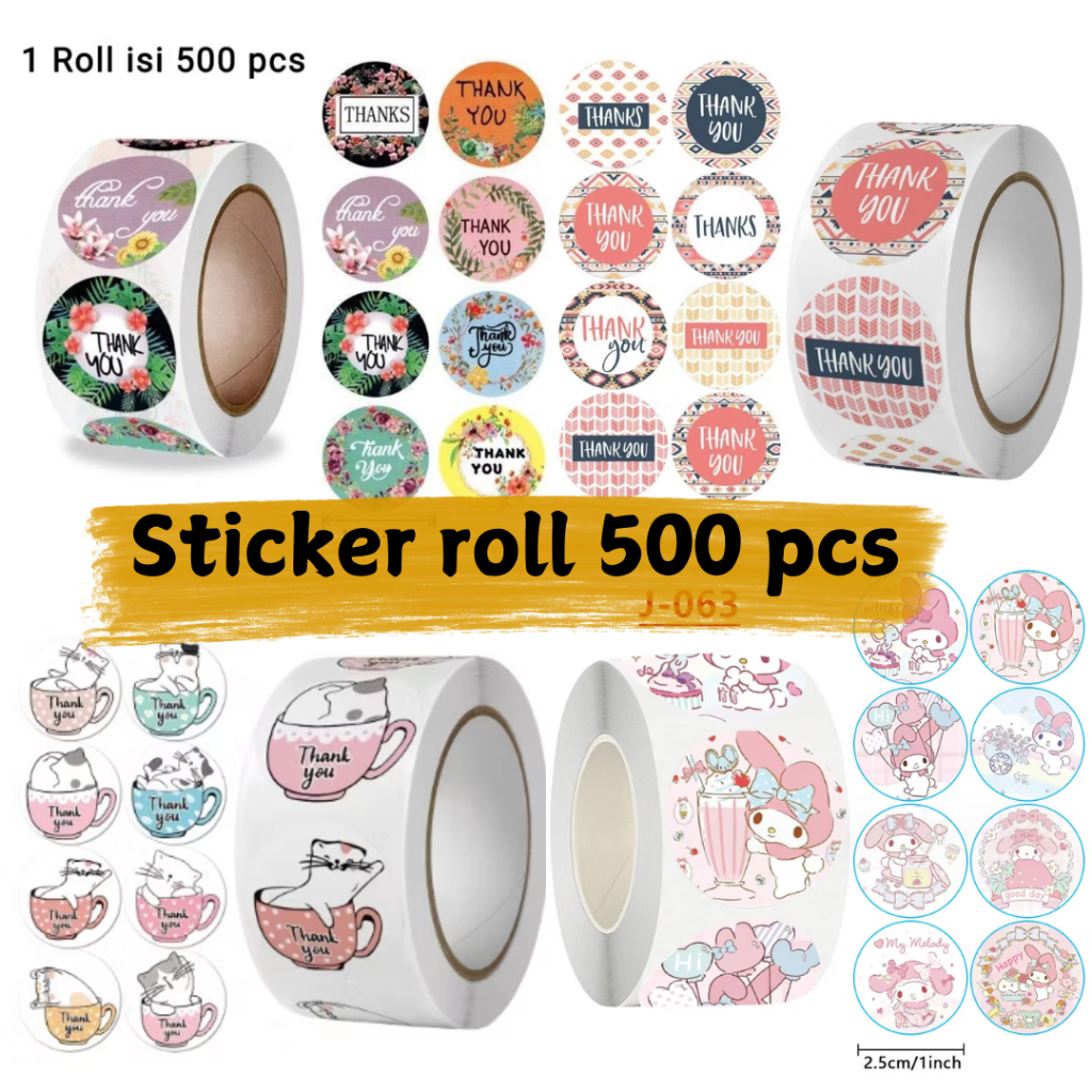 

500 pcs Stiker roll Terima Kasih / Sticker Thank you/ stiker tempel thankyou