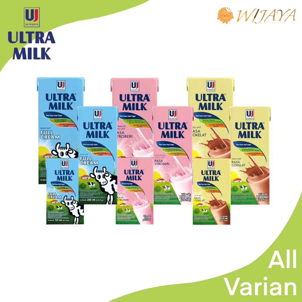 

Ultra Milk All Varian Rasa Full cream/Cokelat/Stroberi Varian:125ml/200ml/250ml