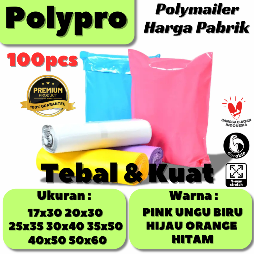 

Polymailer Premium Warna Glossy / Plastik Packing Online / Tebal Kuat / 100Pcs