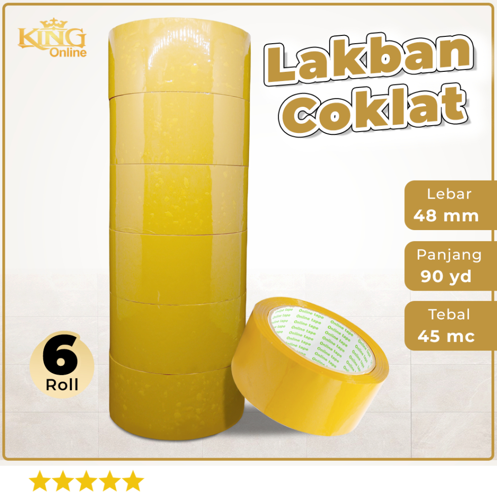 

6 pcs Lakban Coklat 48 MM X 90 Yard ECO 1 Slop lakban Tebal Kuat / isolasi solatip ONLINE TAPE OPP