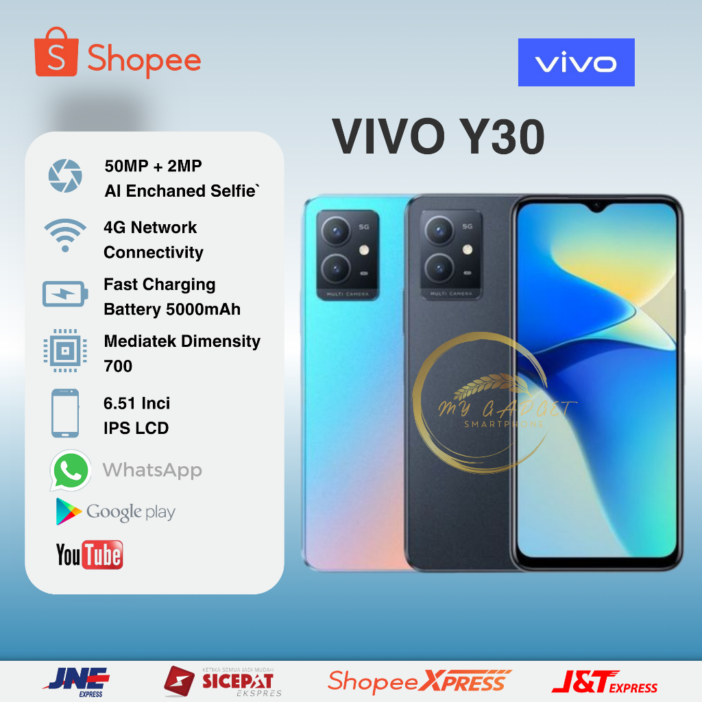 HANDPHONE VIVO Y30 5G RAM 12GB INTERNAL 256GB FULLSET GARANSI 12 BULAN