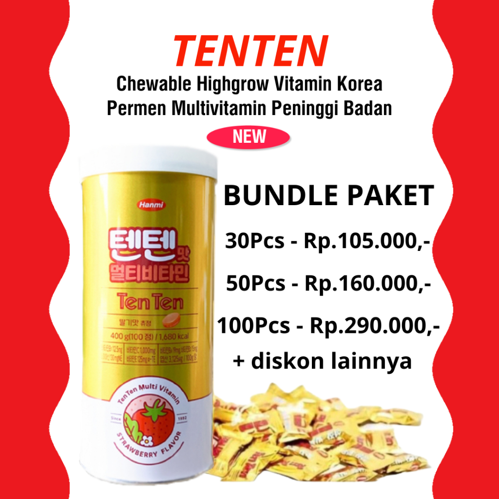 ORIGINAL [ORI EXP2026] NEW2024 PACKAGING TENTEN Chewable High grow Multi Vitamin Korea Permen