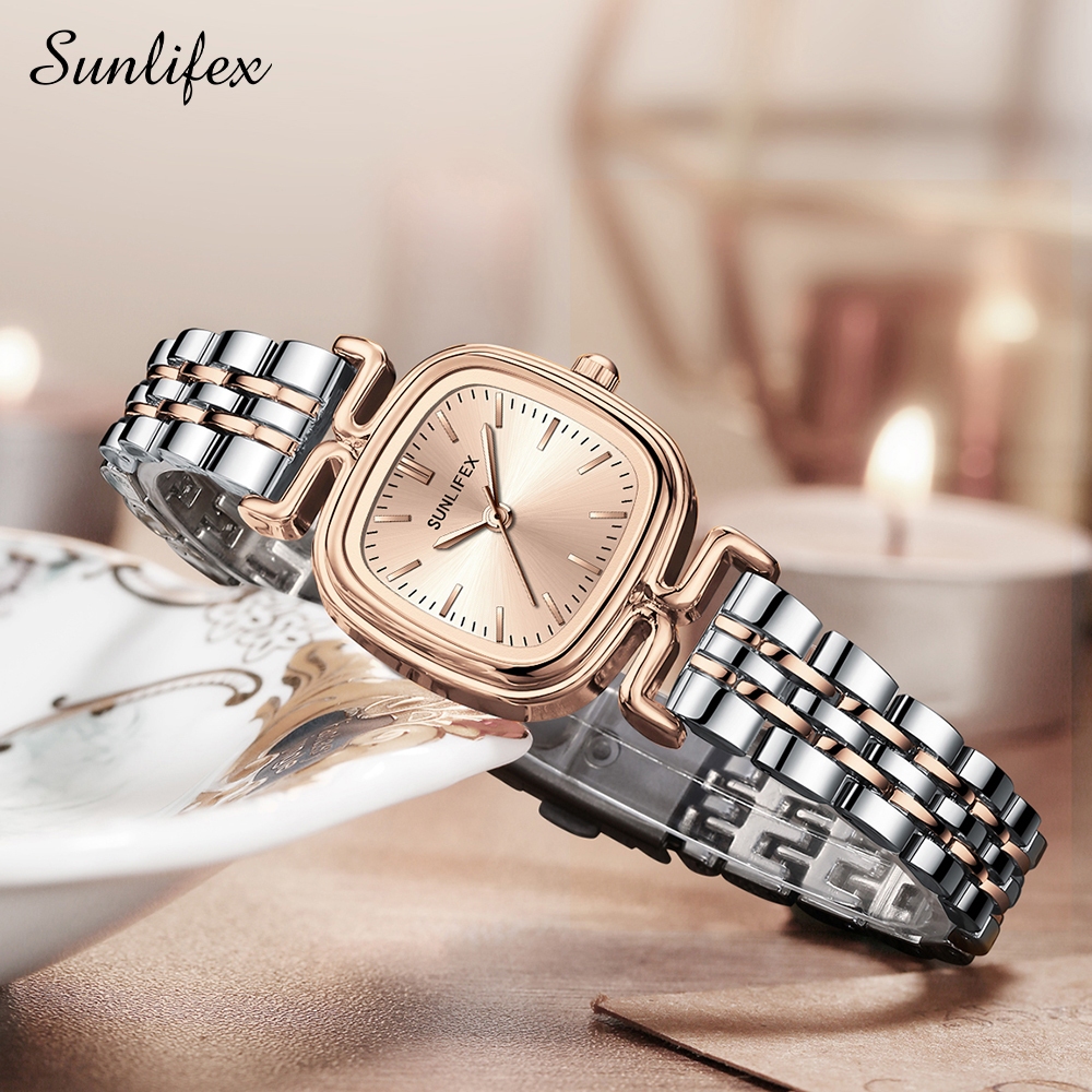 Sunlifex Jam Tangan Wanita Original 5996G Berlian Korean Gaya Elegan Kuarsa Jam Tangan Cewek