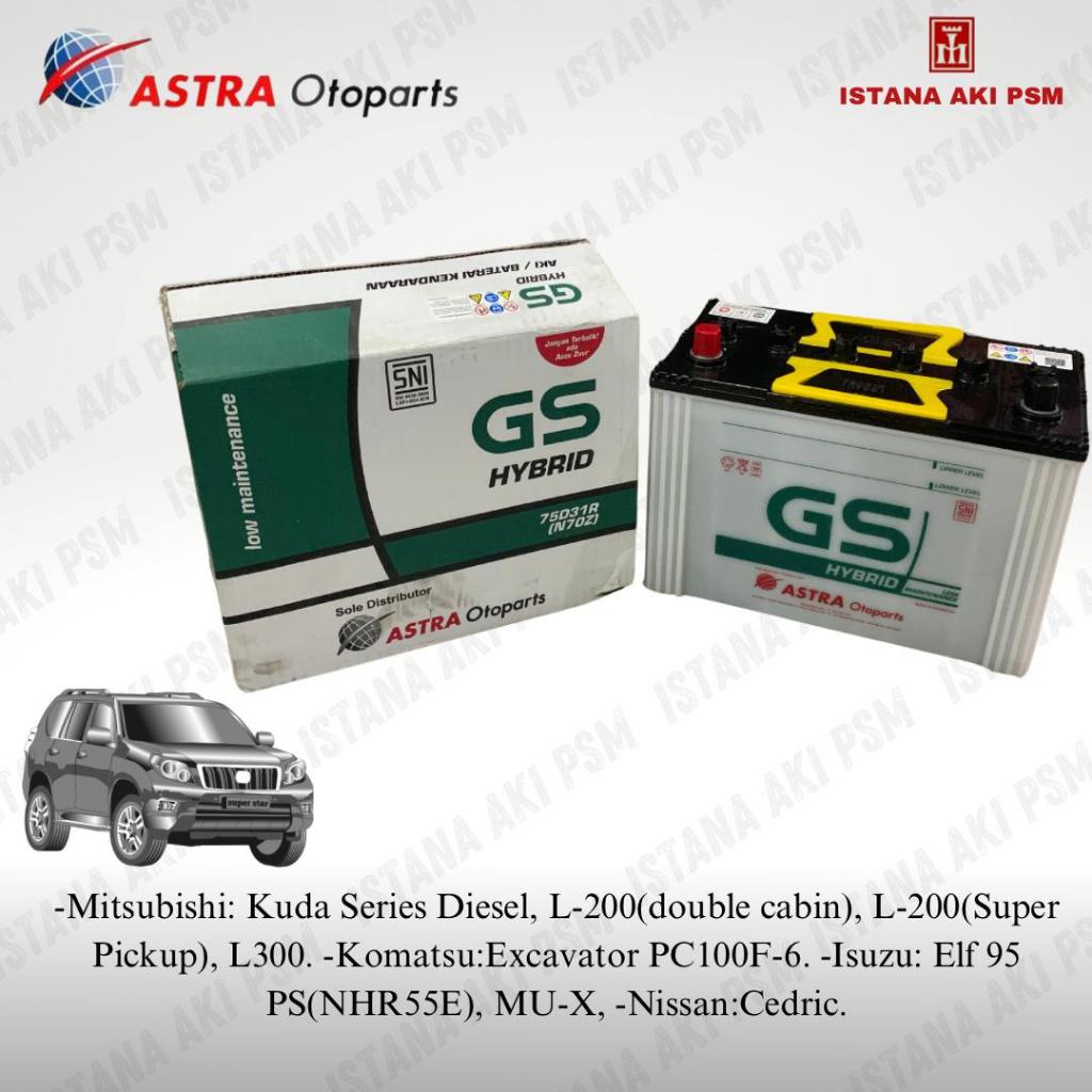 Aki Mobil GS Astra Hybrid N70Z 12V 75Ah - Original Astra Otoparts / L300, Kijang Diesel, Excavator