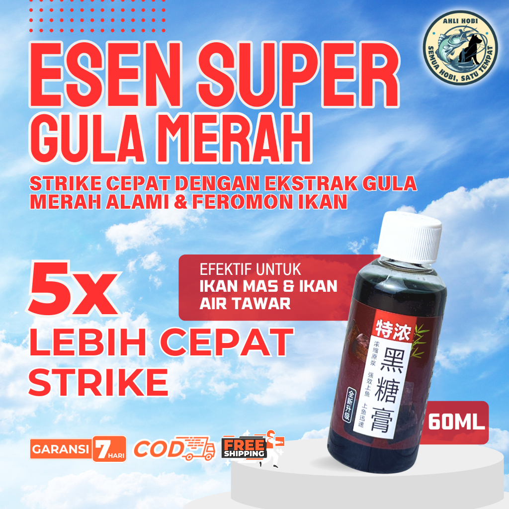 Esen Gula Merah Super 60ml – Strike Cepat dengan Ekstrak Gula Merah Alami & Feromon Ikan