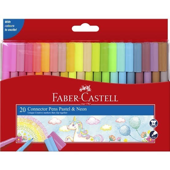 

Connector Pen 20 Pastel Neon Colour Faber Castell / Spidol Mewarnai Faber Castell