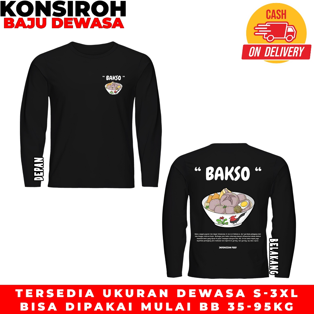 Kaos Lengan Panjang Indonesia Local Food Series Bakso Tshirt Culture Baju Makanan Kuliner Indo