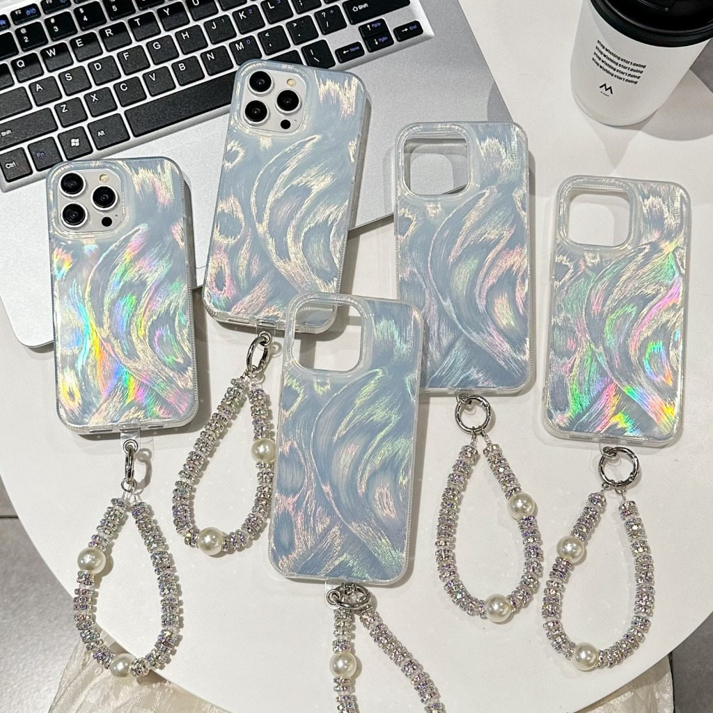 GC167 CLARITY Swirl Hologram Case Silver Textured With Charm - Hardcase/ Casing For Vivo V40 LITE Y1