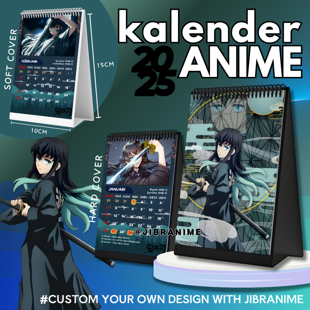 

Calendar / kalender meja 2025 anime Muichiro Kimetsu No Yaiba / Custom kalender