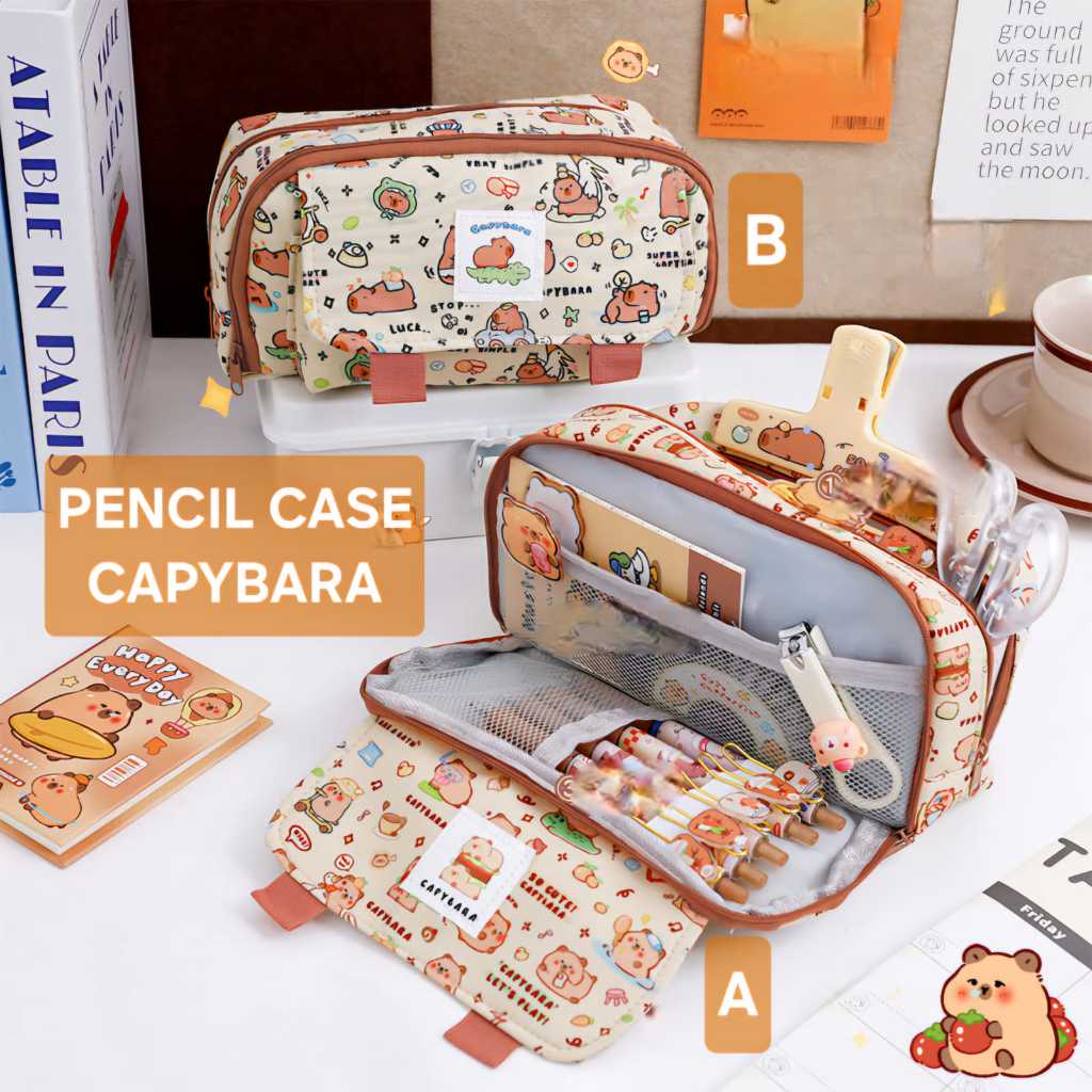 

BAJUKIDDIE PENCIL CASE CAPYBARA TEMPAT PENSIL KAWAII LUCU STATIONARY SEKOLAH KANTOR