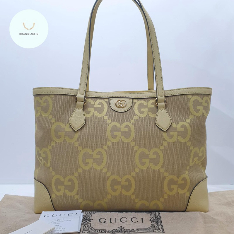 Gucci ophidia GG medium tote yellow ebony
