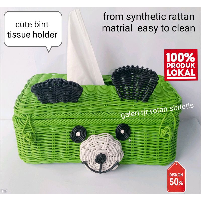 Tempat tisu karekter estetik dan tempat tisu lucu dan unik dari  rattan/synthetic