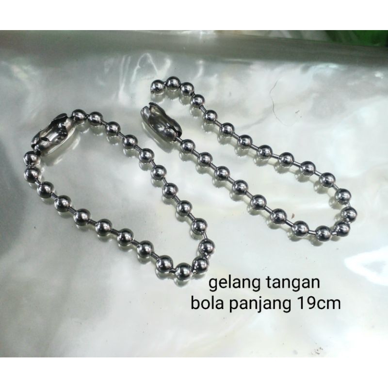 Gelang tangan pria wanita bola besi putih 5ml