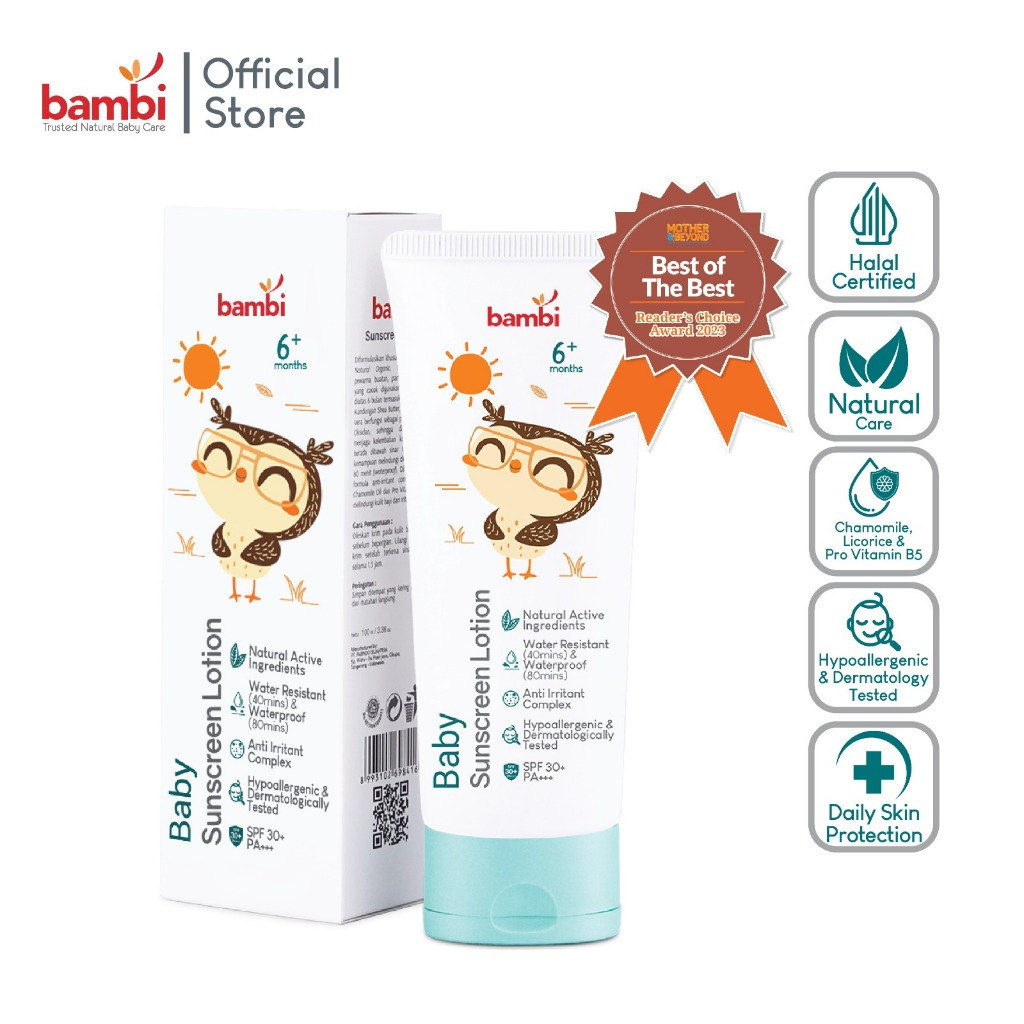 Bambi Baby Sunscreen Lotion 100ml | Lotion Sunscreen Bayi | SPF 30++